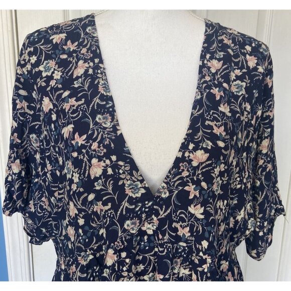 NWT Natural Life Dress Rayon Navy Blue Pink Floral Size Medium M New - Picture 2 of 5